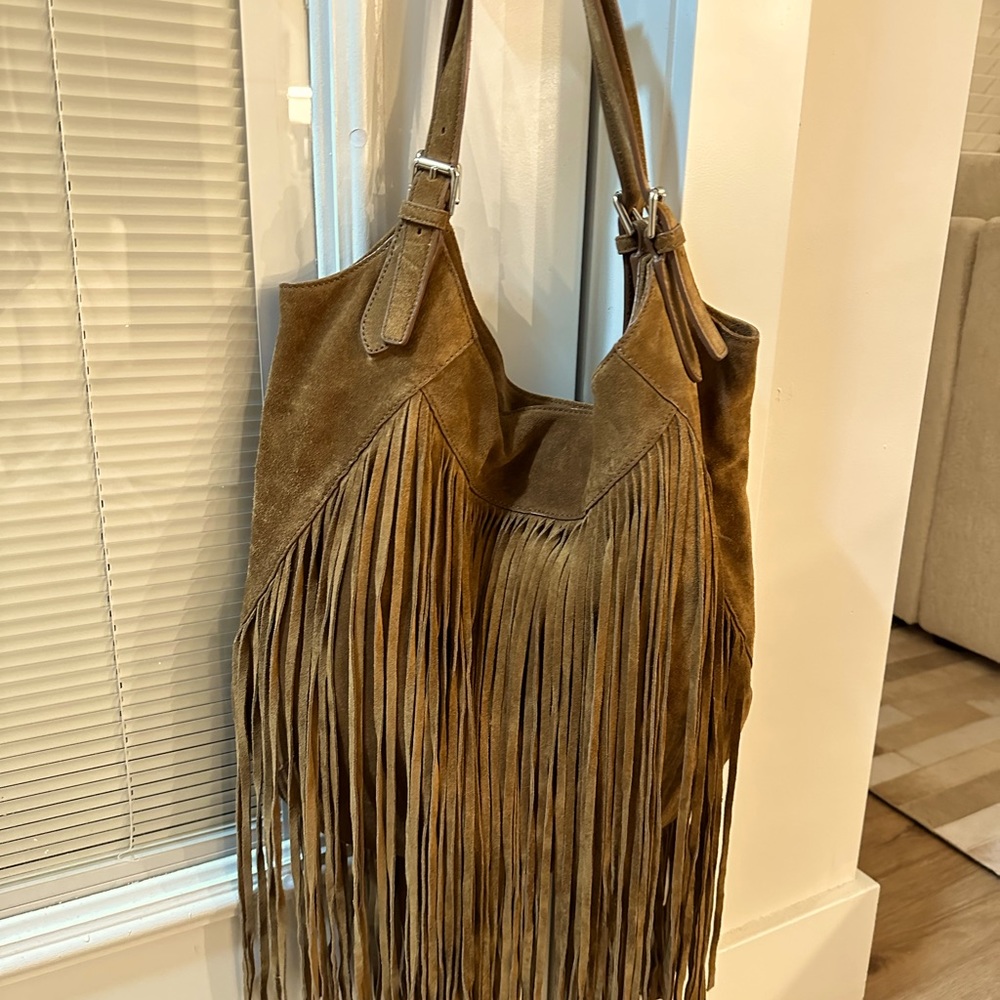 Ralph Lauren Collection Hobo Fringed Suede Bag